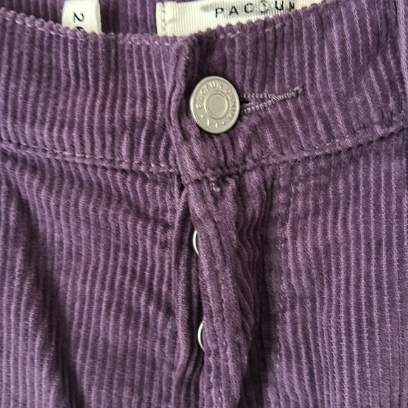 Pacific Sunwear Purple Corduroy High Rise Straight Unfinished Hem Pant Size 26 - Picture 4 of 7